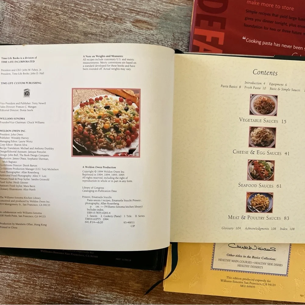 Williams-Sonoma Lot 4 HC Cookbooks Pasta; Sauces; First Courses, Mediterranean